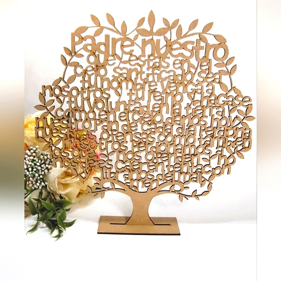 Decorative Wooden Prayer Tree. Árbol Padre Nuestro Centro de Mesa party Favors